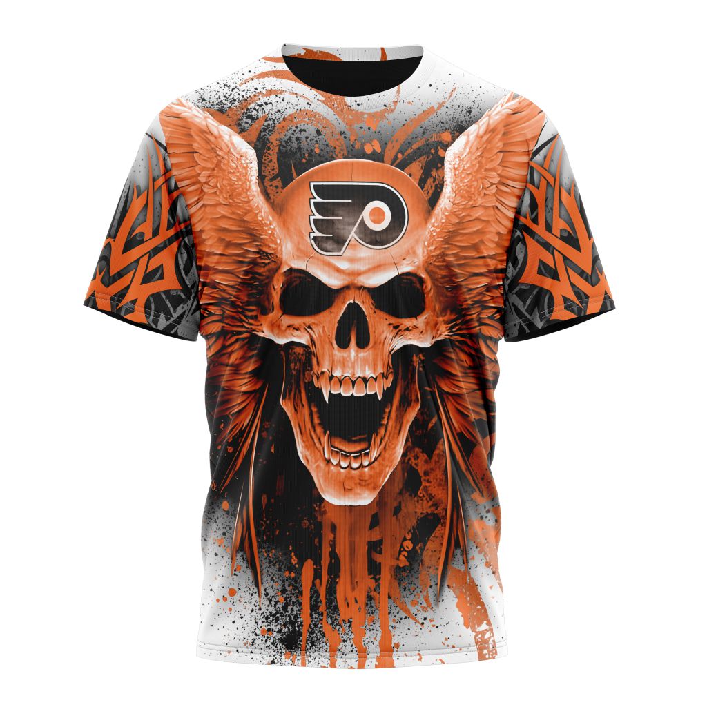 Philadelphia Flyers Special Kits With Skull Art T-Shirt Style Neasalamis.com