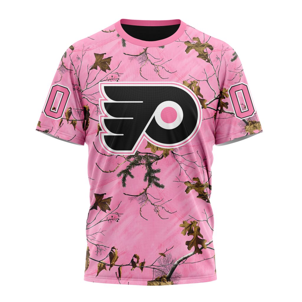 Philadelphia Flyers Special Realtree Pink Camouflage Design 01 Personalized Name And Number T-Shirt Style Neasalamis.com
