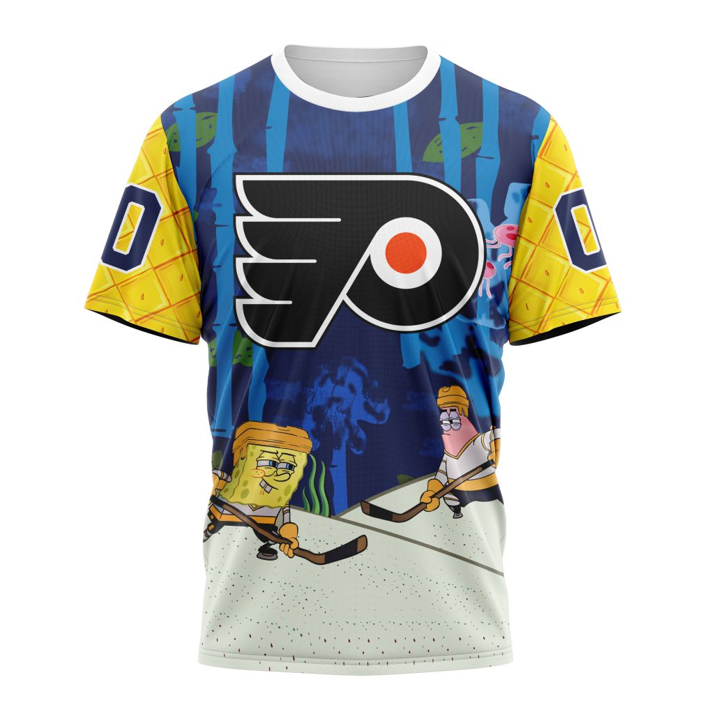 Philadelphia Flyers Special SpongeBob SquarePants Design 01 Personalized Name And Number T-Shirt Style Neasalamis.com
