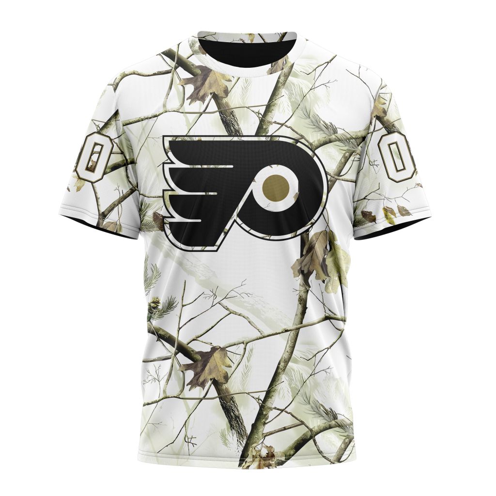 Philadelphia Flyers Special White Winter Hunting Camo Design Personalized Name And Number T-Shirt Style Neasalamis.com