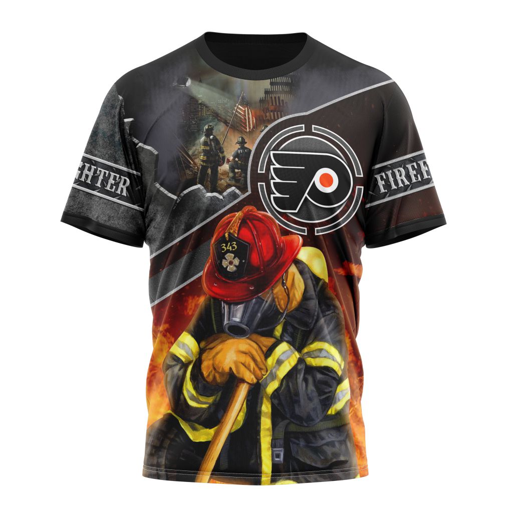 Philadelphia Flyers Specialized Kits To Honor FireFighter In Patriot Day We Will Never Forget Personalized Name And Number T-Shirt Style 16394 Neasalamis.com
