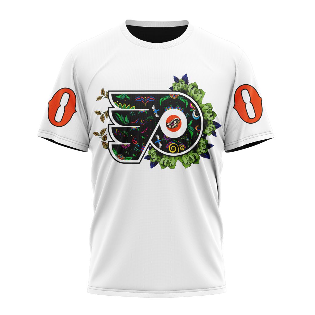 Philadelphia Flyers Specialized Unisex Kits Dia De Muertos Personalized Name And Number T-Shirt Style Neasalamis.com