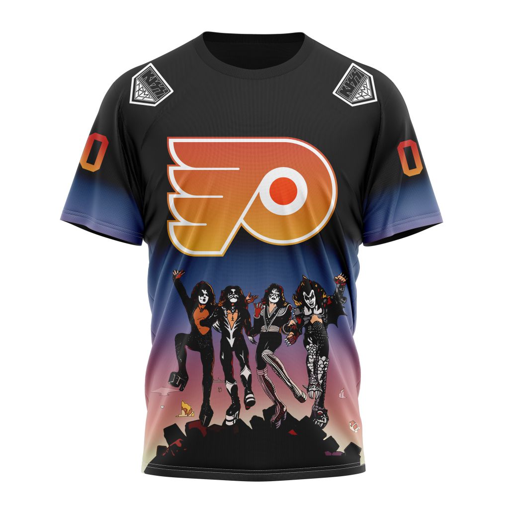 Philadelphia Flyers X KISS Band Design Personalized Name And Number T-Shirt Style Neasalamis.com