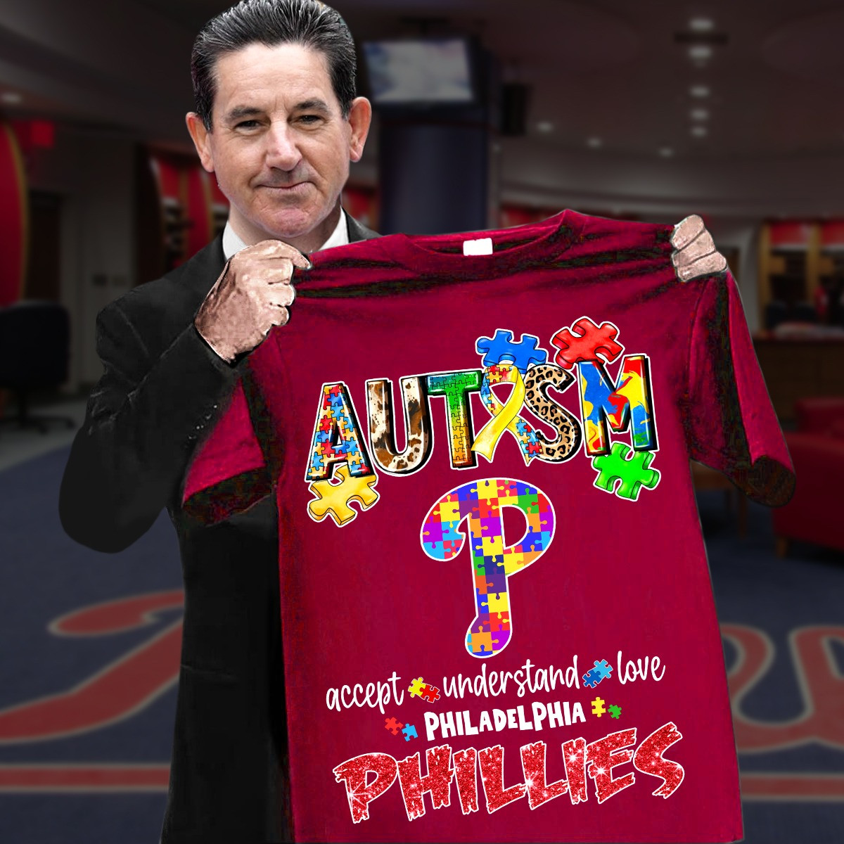 Philadelphia Phillies Autism Awareness T-Shirt Accept Understand Best Fan Merch Gifts Neasalamis.com