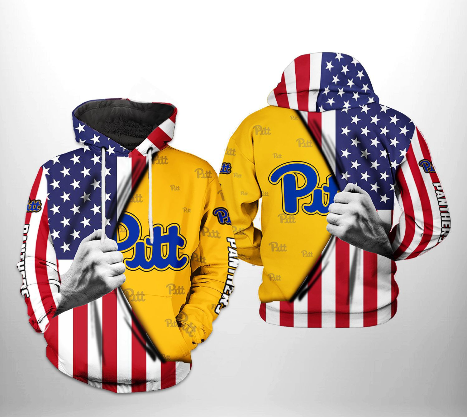 Pitt Panthers NCAA US Flag Hoodie Neasalamis