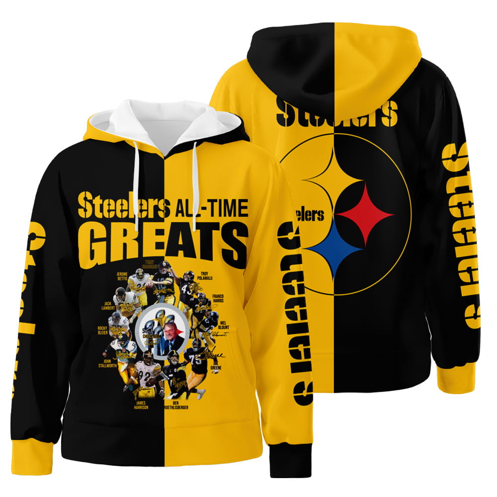 Pittsburgh Steelers All Time Greats Players Signatures 3D All Over Print Hoodie Zip-Up Hoodie Neasalamis