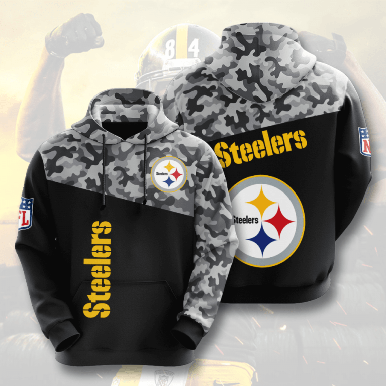 Pittsburgh Steelers Black Camo NFL Football Team Hoodie Neasalamis