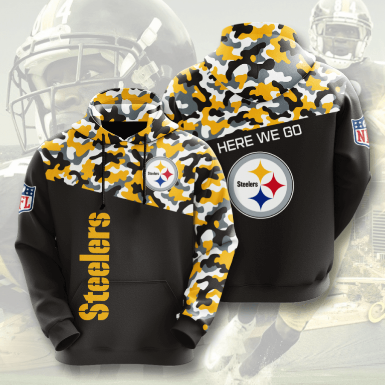 Pittsburgh Steelers Gold Camo NFL Football Team Hoodie Neasalamis