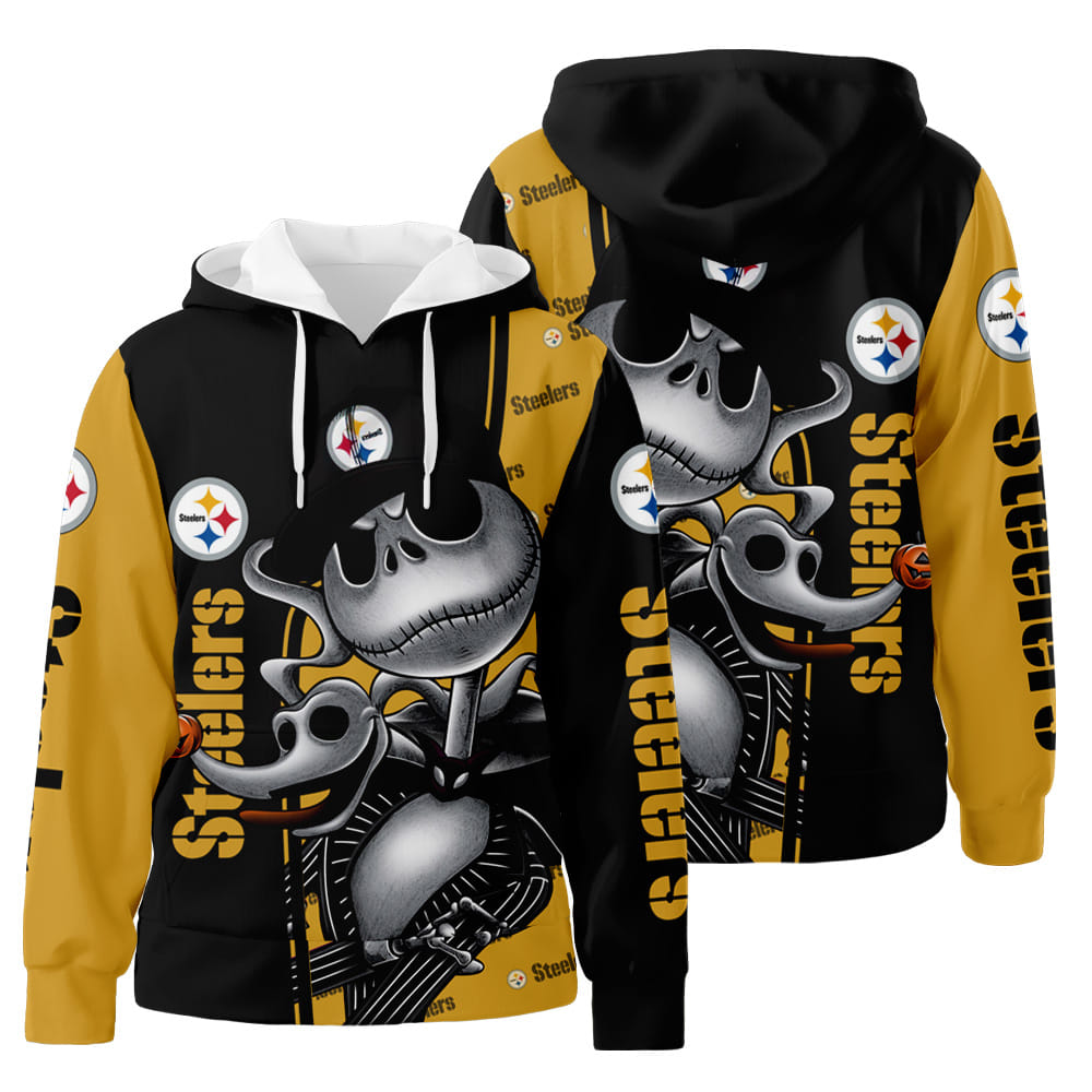 Pittsburgh Steelers Jack Skellington Halloween 3D All Over Print Hoodie Zip-Up Hoodie Neasalamis