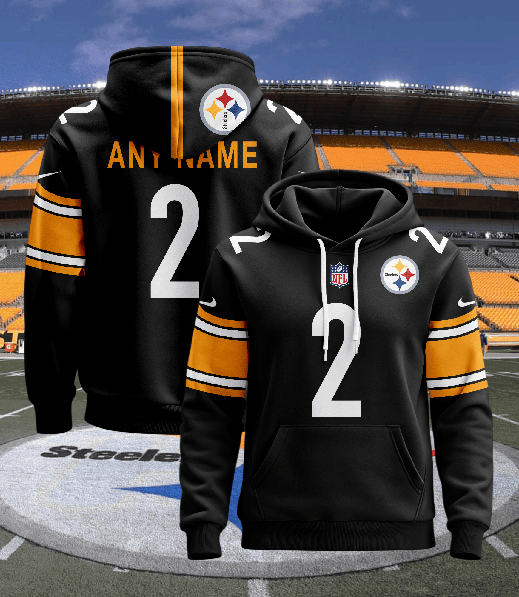 Pittsburgh Steelers Personalized Name And Number NFL 3D Hoodie Style Neasalamis