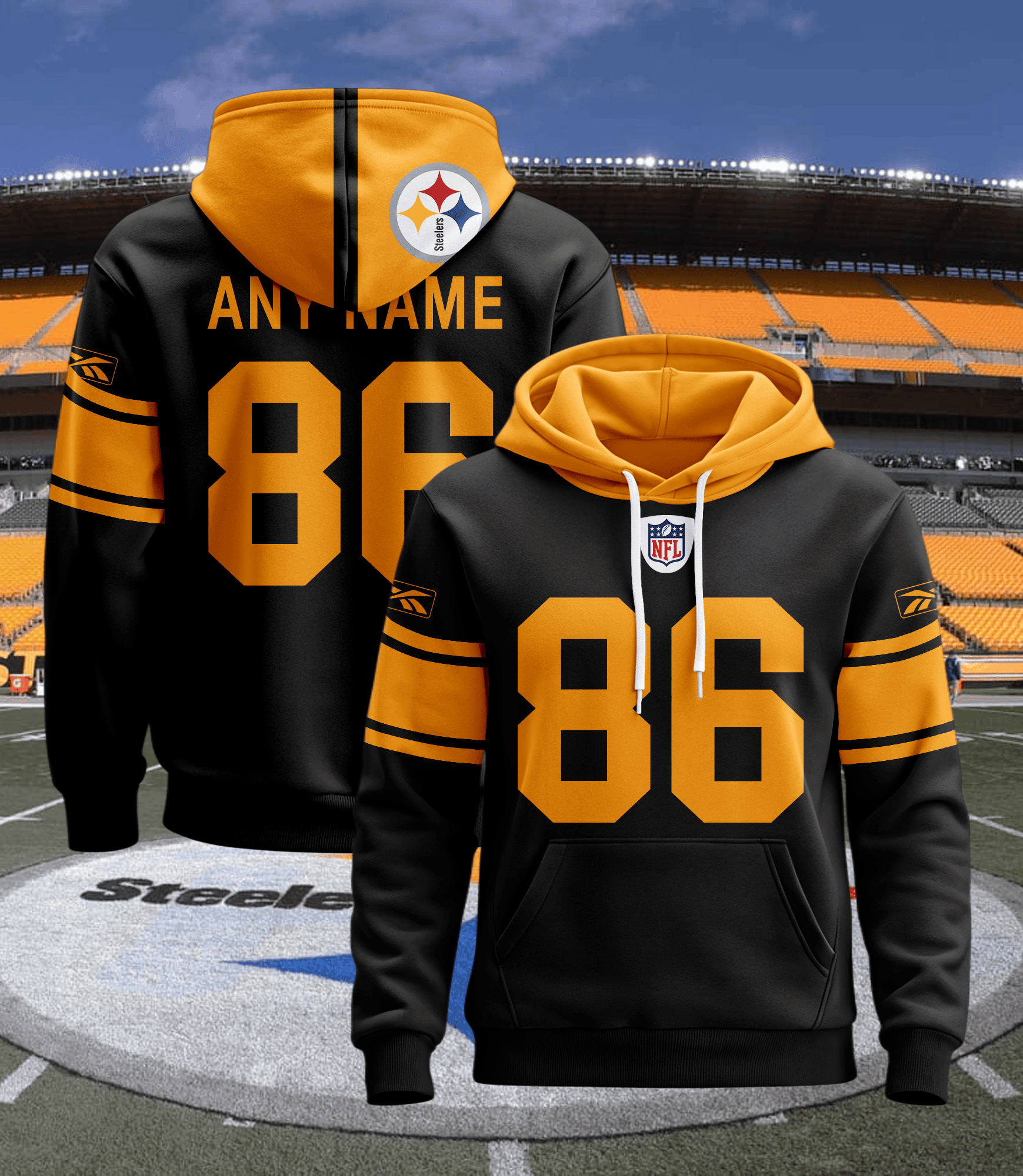 Pittsburgh Steelers Personalized Name And Number NFL 3D Hoodie Style Neasalamis