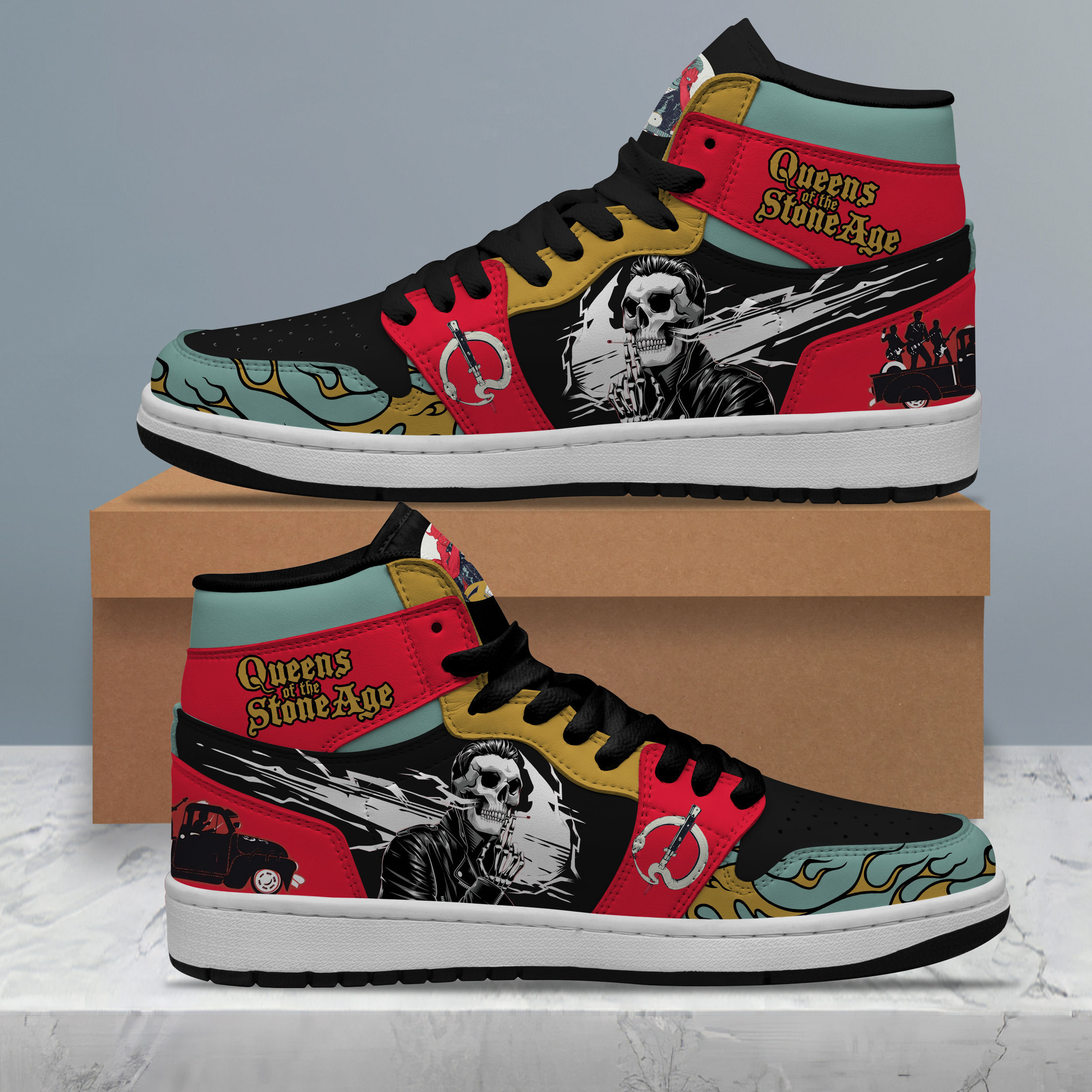 Queens Of The Stone Age AJ1 High Sneakers Shoes For Men And Women Calebmatthewhans Neasalamis