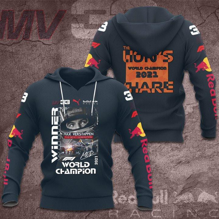 Red Bull Mv33 The Lion's World Champion 2021 Share All Over Print Shirt Hoodie Neasalamis