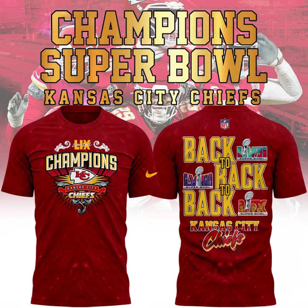 Red Kansas City Chiefs Super Bowl LIX 2025 Champions Shirt Neasalamis.com