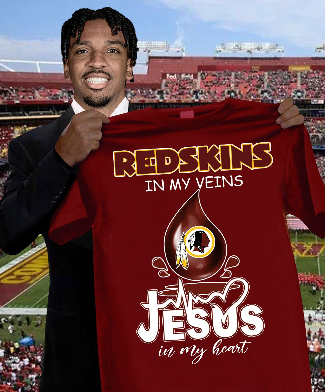 Redskins In My Veins Jesus In My Heart Shirt Washington Commanders Football Neasalamis.com