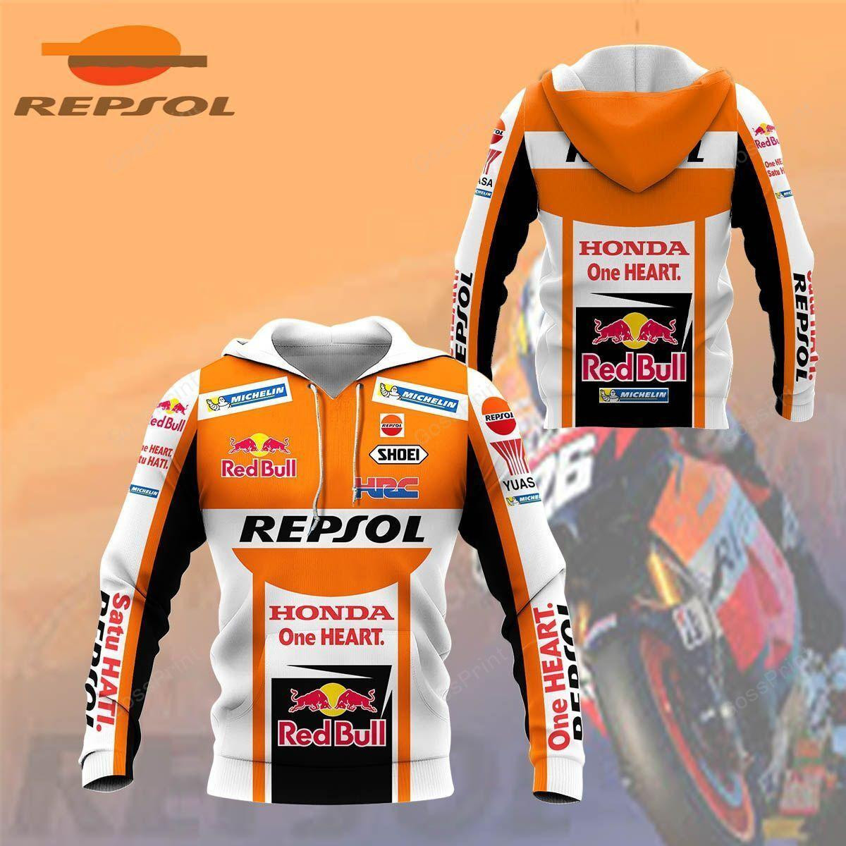 Repsol Honda One Heart All Over Print Hoodie Zip Hoodie Neasalamis