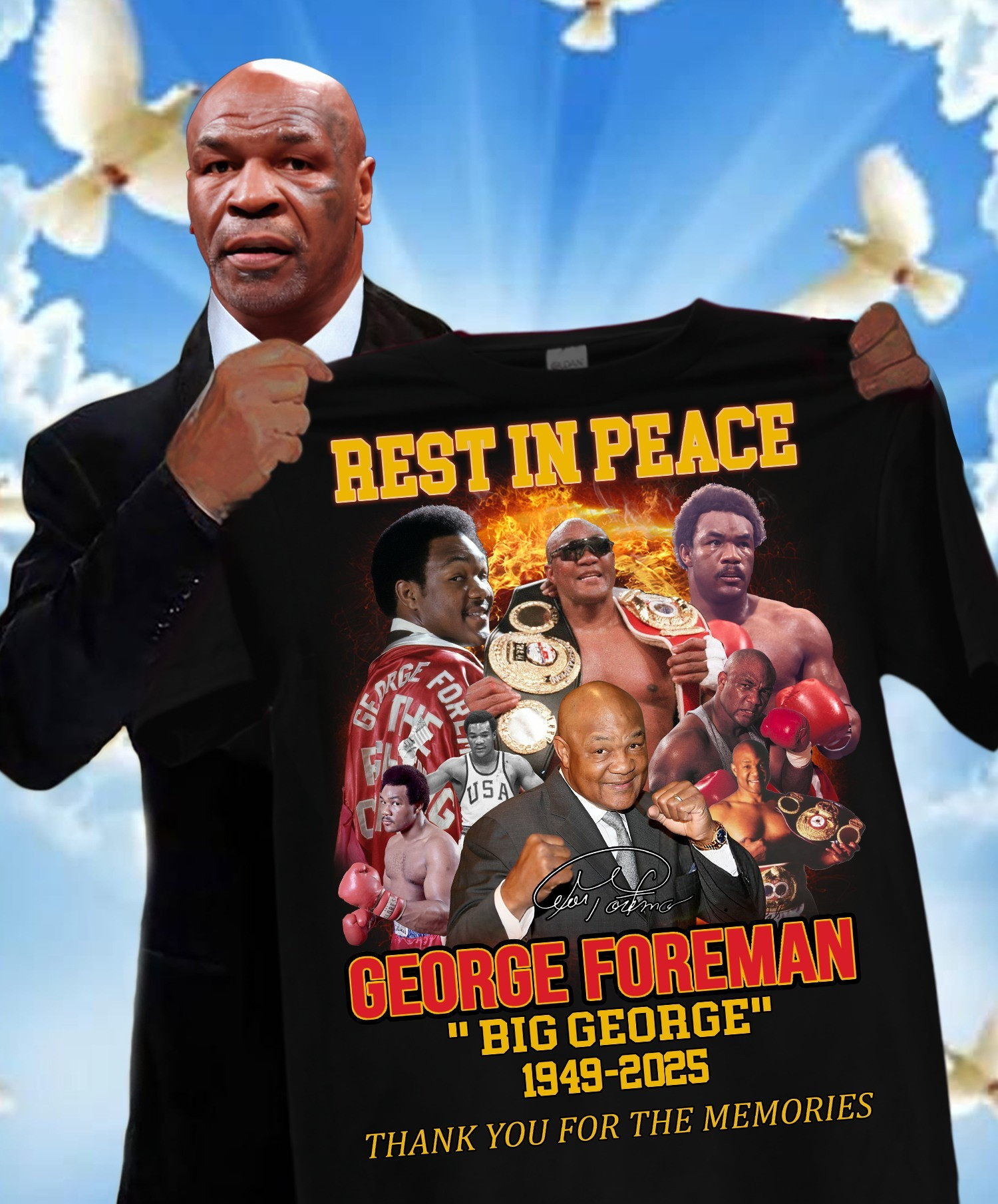 Rest In Peace RIP Big George Foreman T-Shirt Thank You For The Memories Neasalamis.com