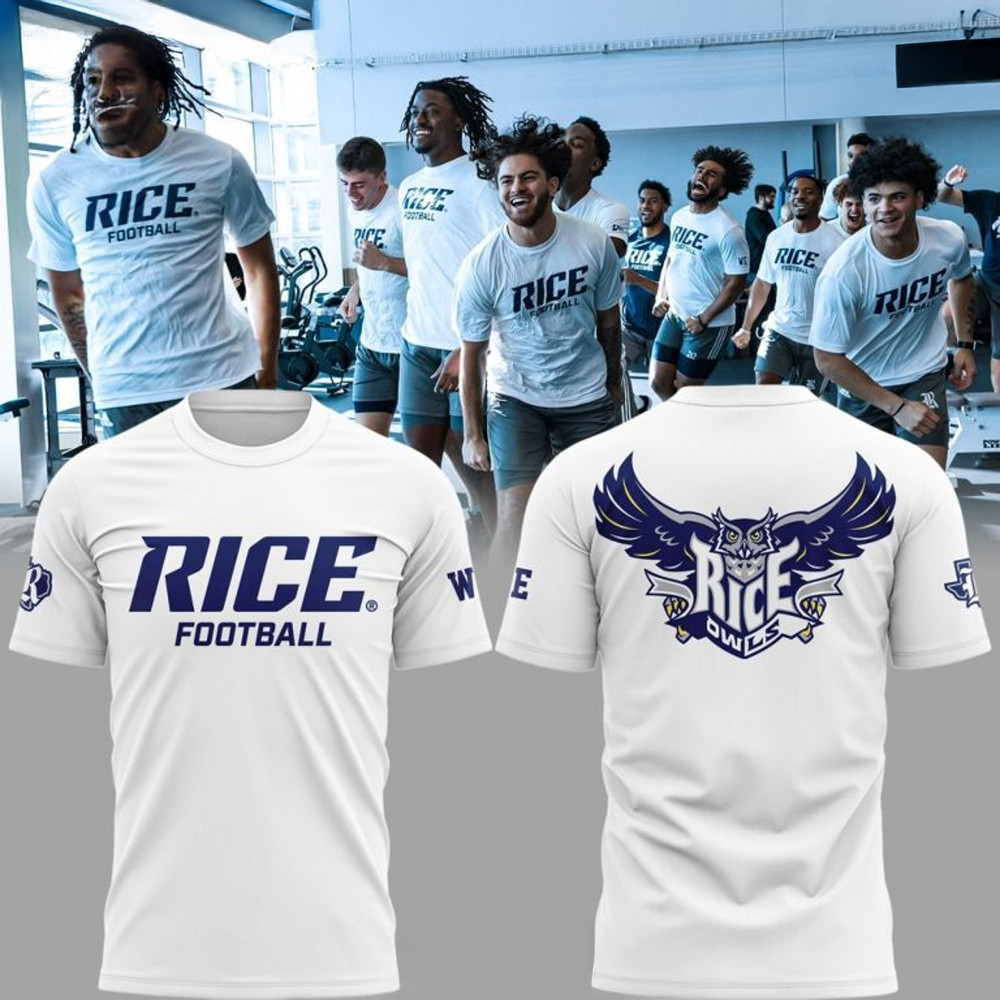 Rice Owls Football 2025 White T-Shirt Football Gifts Neasalamis.com