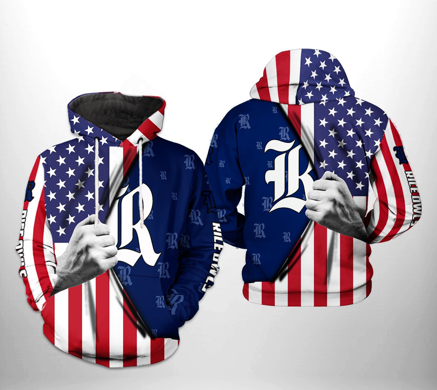 Rice Owls NCAA US Flag Hoodie Neasalamis