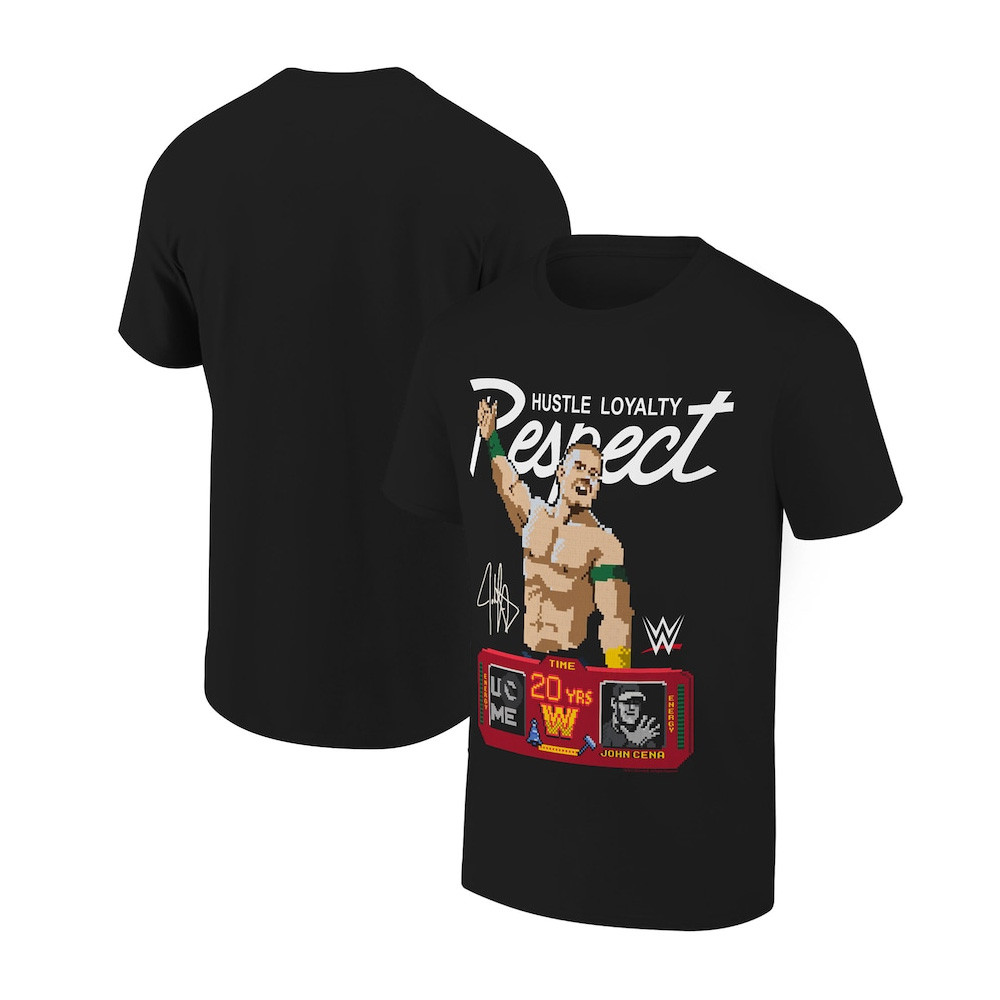 Ripple Junction Black John Cena Hustle Loyalty Respect Pixelated Graphic T-Shirt Neasalamis.com