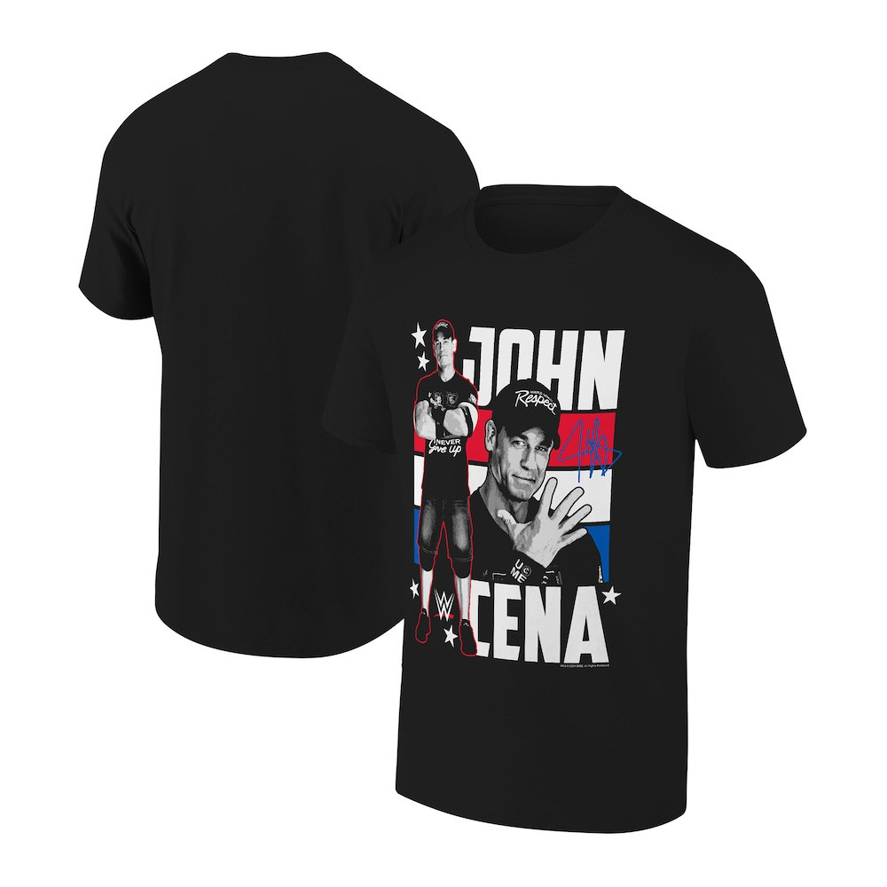 Ripple Junction Black John Cena Stars And Stripes Modern Cena Pose T-Shirt Gift For Him Neasalamis.com