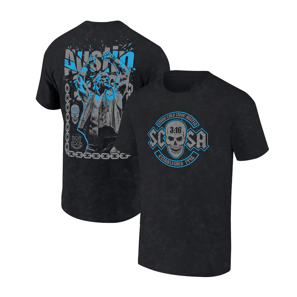 Ripple Junction Black Stone Cold Steve Austin 3 16 Skull T-Shirt Cool Gifts For Dad Neasalamis.com