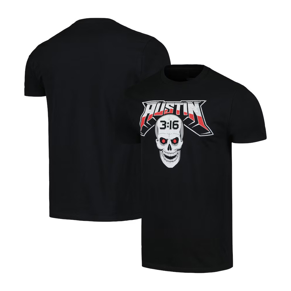 Ripple Junction Black Stone Cold Steve Austin 3 16 Skull T-Shirt Great Gifts For Dad Neasalamis.com