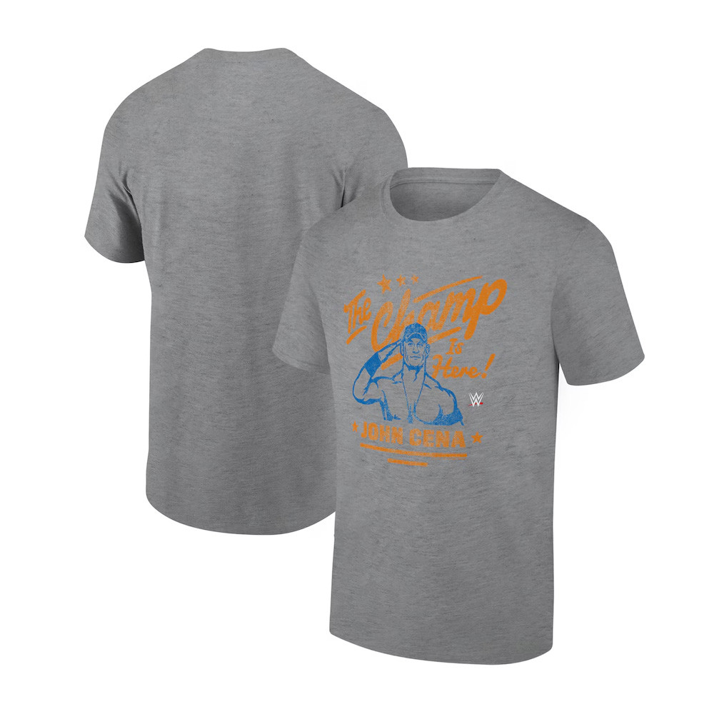 Ripple Junction Heather Gray John Cena The Champ Is Here Graphic T-Shirt Birthday Gifts For Dad Neasalamis.com