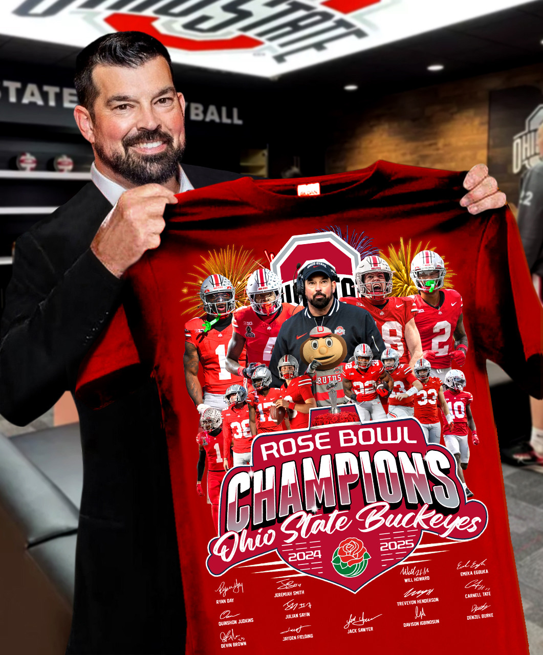 Rose Bowl Champions 2024 2025 Ohio State Buckeyes T-Shirt For Football Fans Neasalamis.com