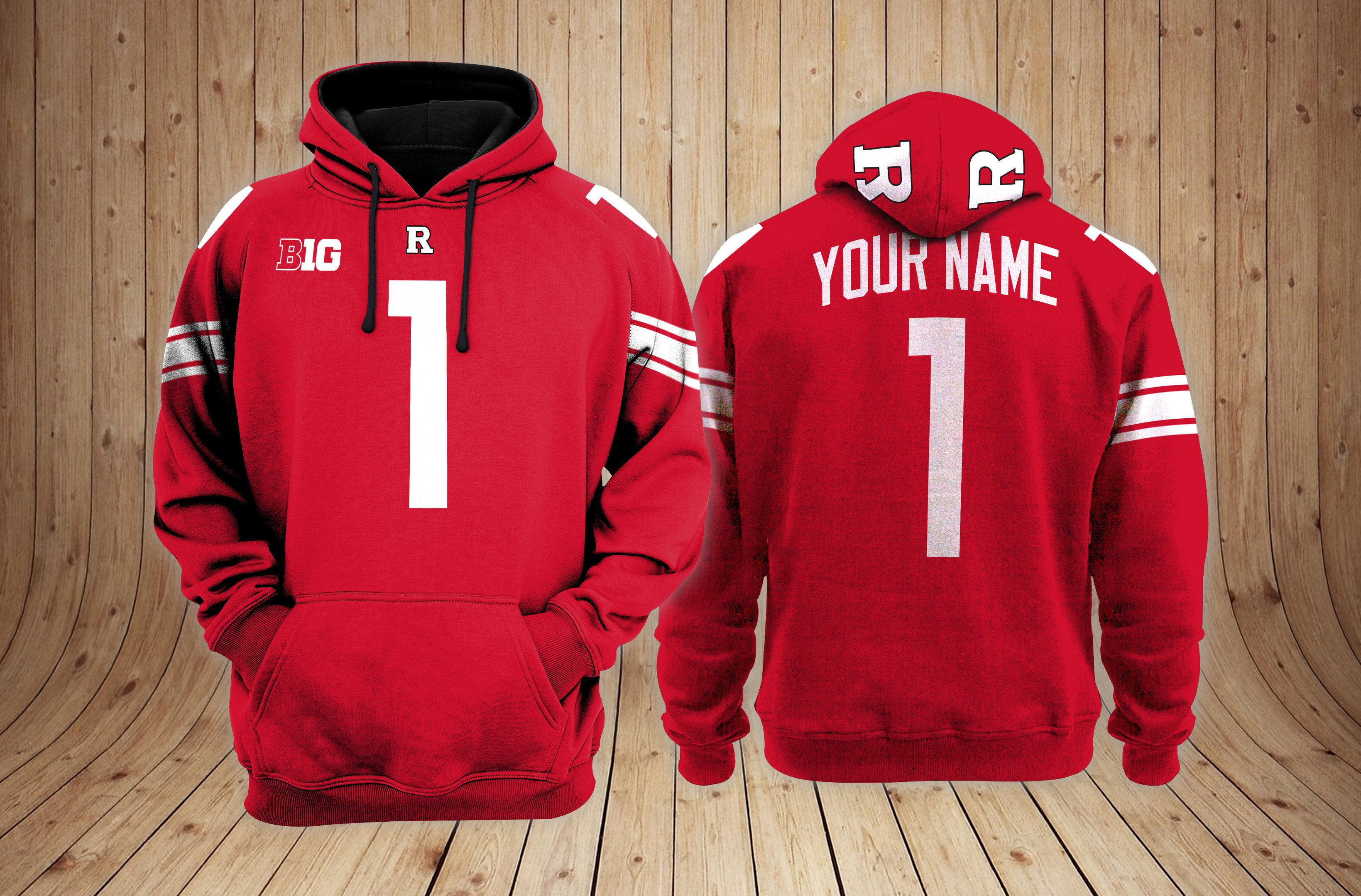 Rutgers Scarlet Knights Football Custom 3D printed Sweatshirt Hoodie Zipped Hoodie Neasalamis