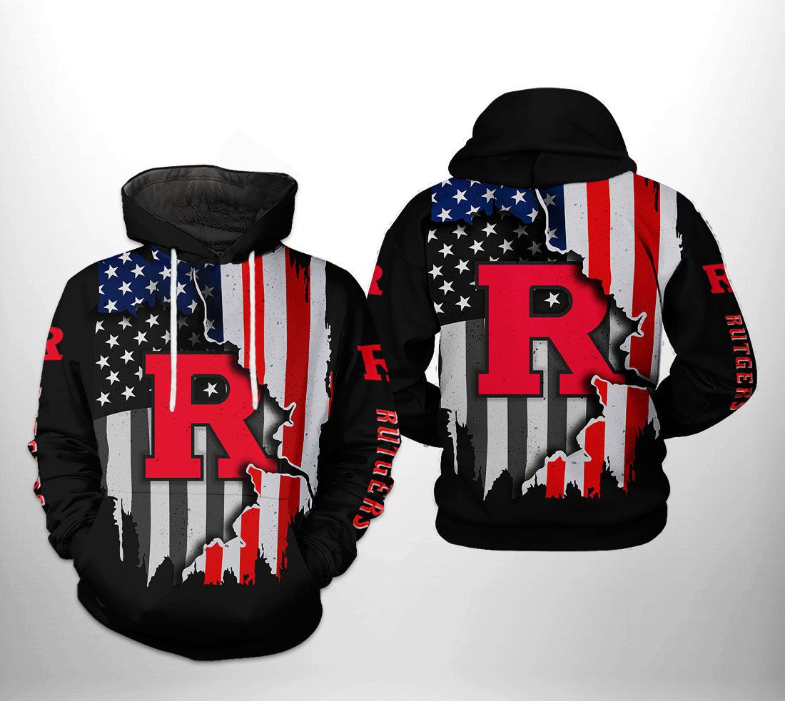 Rutgers Scarlet Knights NCAA US Flag Hoodie Neasalamis