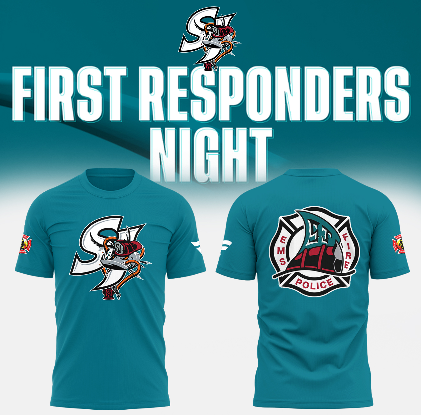 SJ Barracuda x First Responders Night Shirt Best Presents For Hockey Players Neasalamis.com