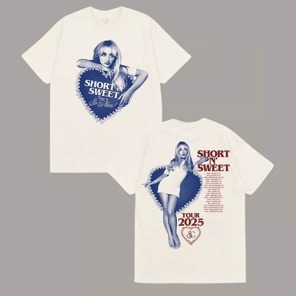 Sabrina Carpenter Short n Sweet Tour Merch Ivory Heart Tour Shirt Neasalamis.com