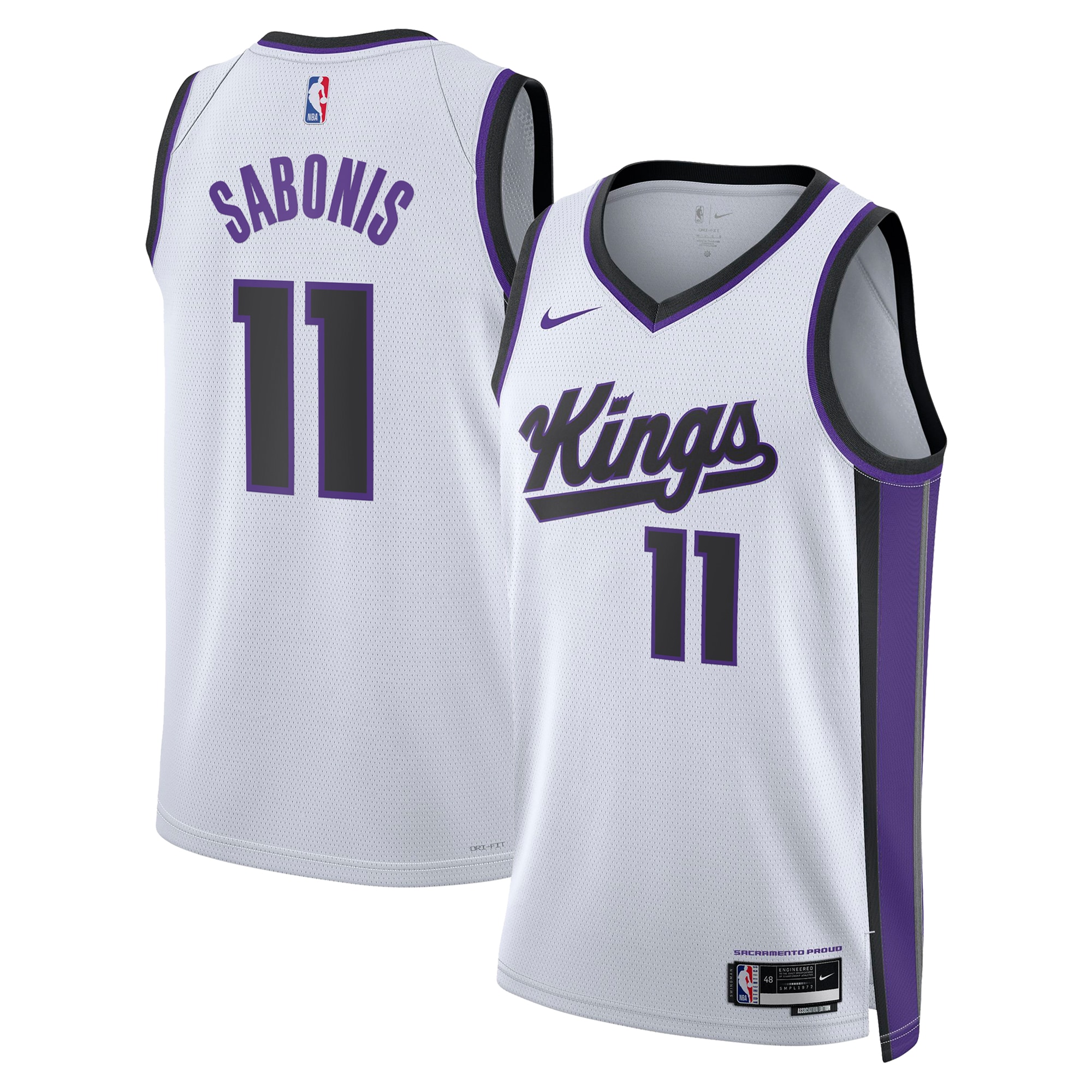 Sacramento Kings Association Edition Swingman Jersey - White - Domantas Sabonis - Unisex Neasalamis