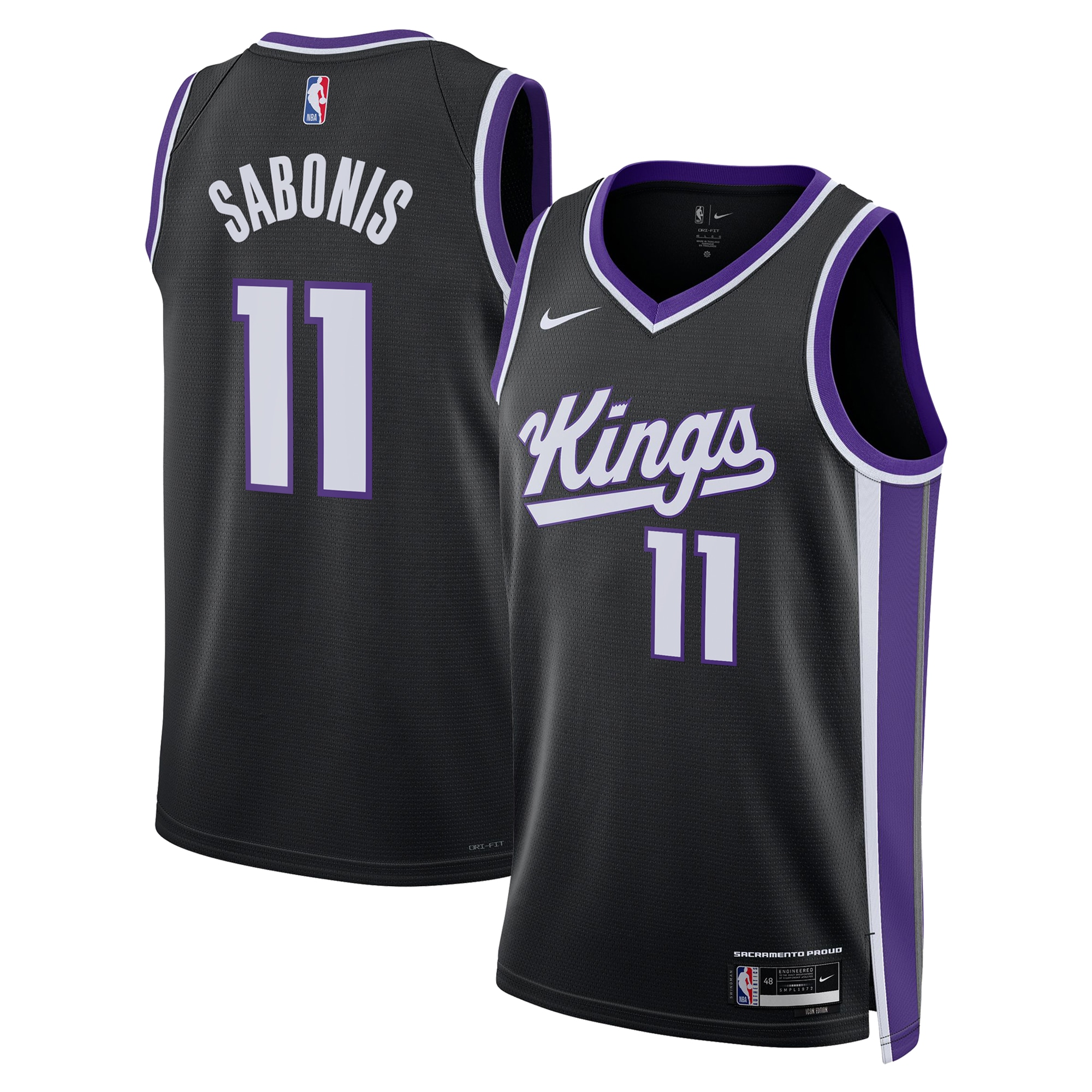 Sacramento Kings Icon Edition Swingman Jersey - Black - Domantas Sabonis - Unisex Neasalamis