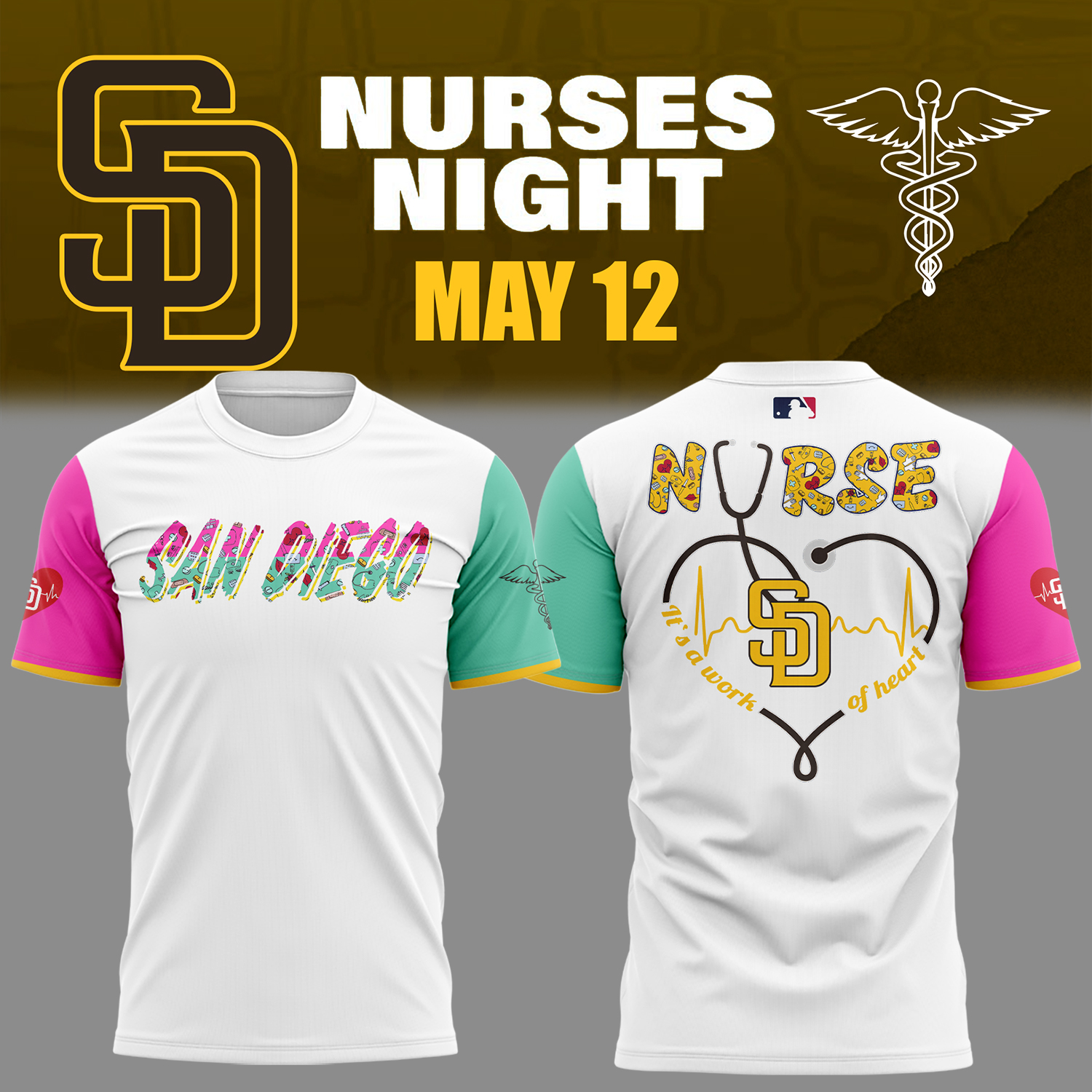 San Diego Padres Baseball Nurses Night T-Shirt Baseball Coach Gift Ideas Neasalamis.com