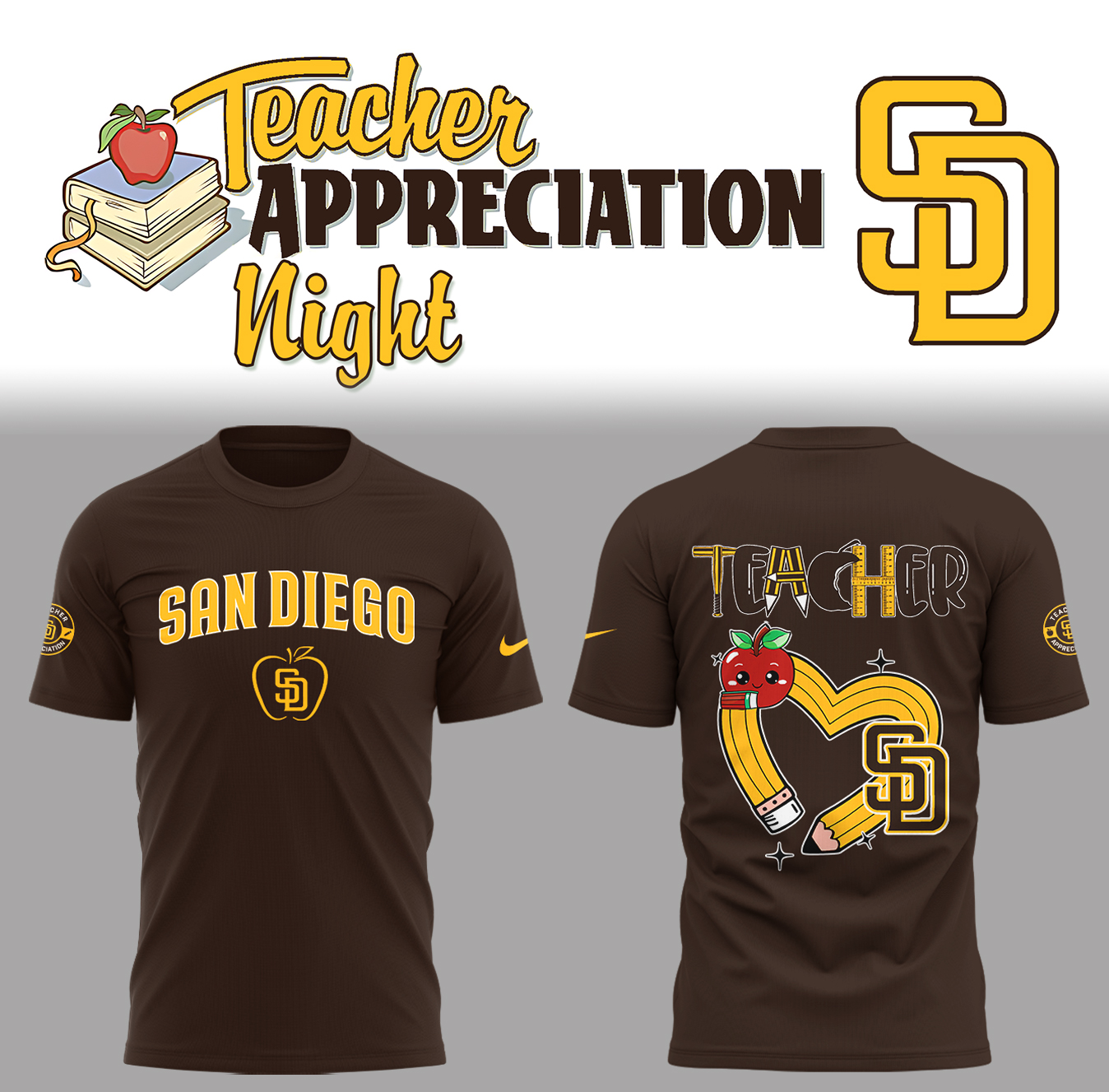 San Diego Padres x Teacher Appreciation Night T-Shirt Baseball Coach Gift Ideas Neasalamis.com
