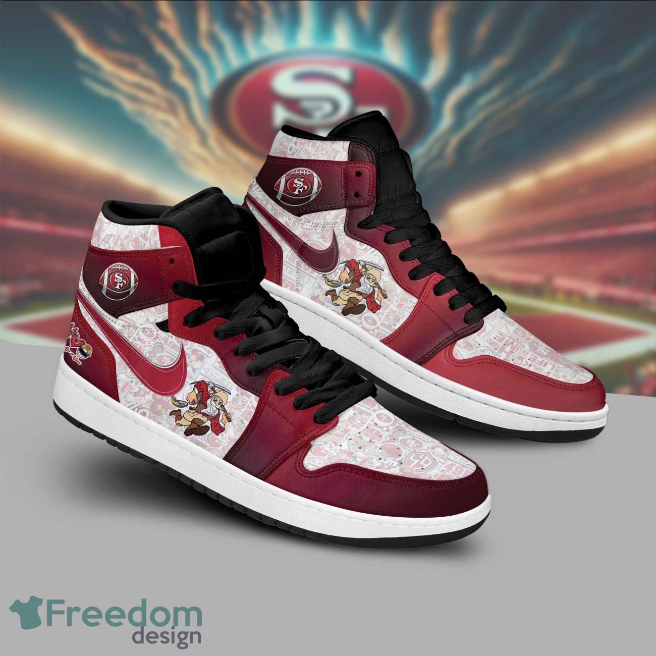 San Francisco 49ers AJ1 High Sneakers Shoes For Men And Women Calebmatthewhans Neasalamis