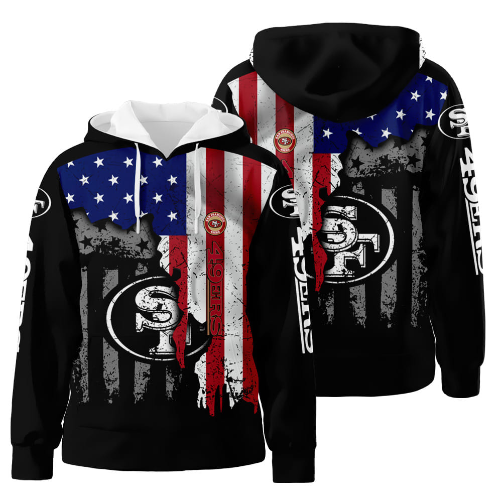 San Francisco 49ers American Flag 3D All Over Print Hoodie Zip-Up Hoodie Neasalamis