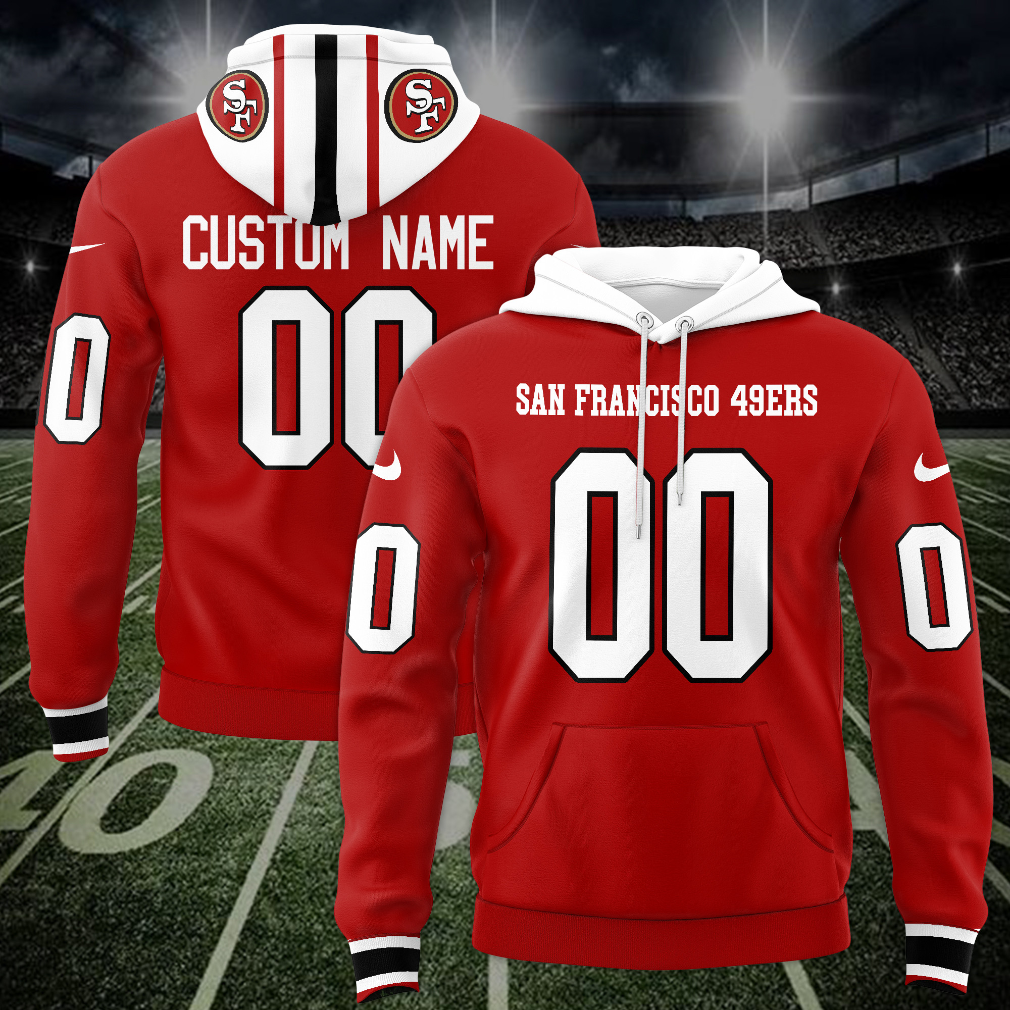 San Francisco 49ers Custom Name And Number 3D Hoodie Neasalamis