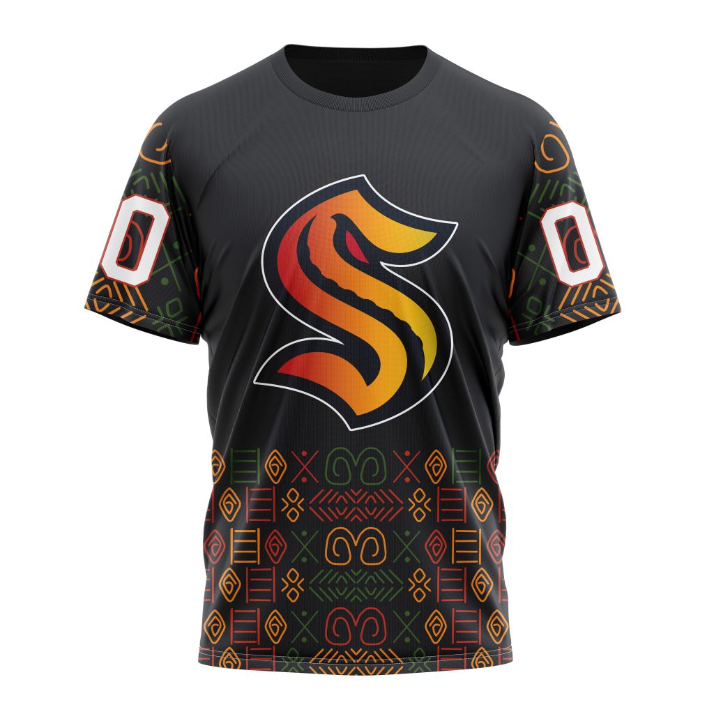 Seattle Kraken Special Design For Black History Month 01 Personalized Name And Number T-Shirt Style Neasalamis.com
