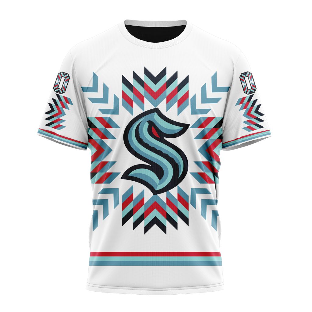 Seattle Kraken Special Design With Native Pattern Personalized Name And Number T-Shirt Style Neasalamis.com