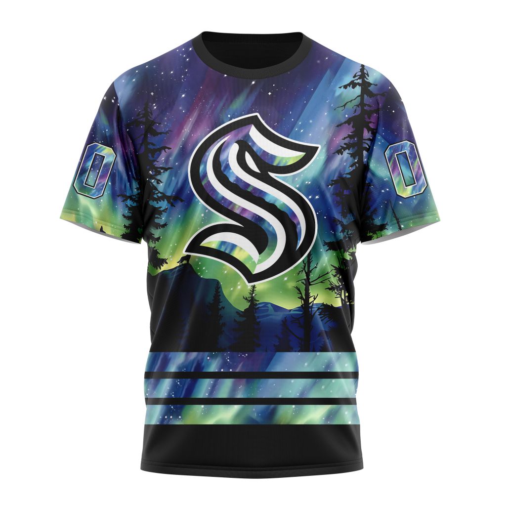 Seattle Kraken Special Design With Northern Lights 01 Personalized Name And Number T-Shirt Style Neasalamis.com