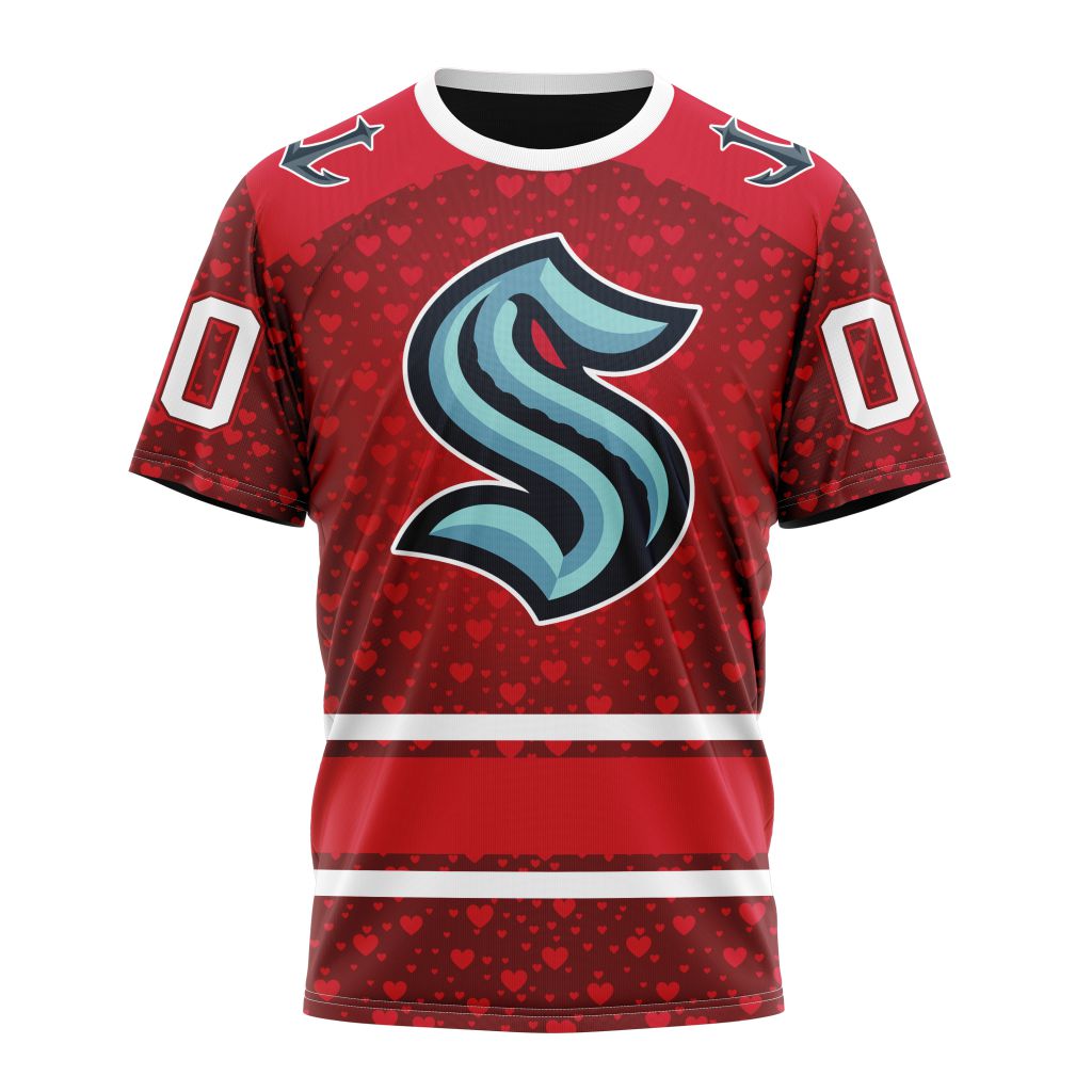 Seattle Kraken Special Gift For Valentines Day 01 Personalized Name And Number T-Shirt Style Neasalamis.com