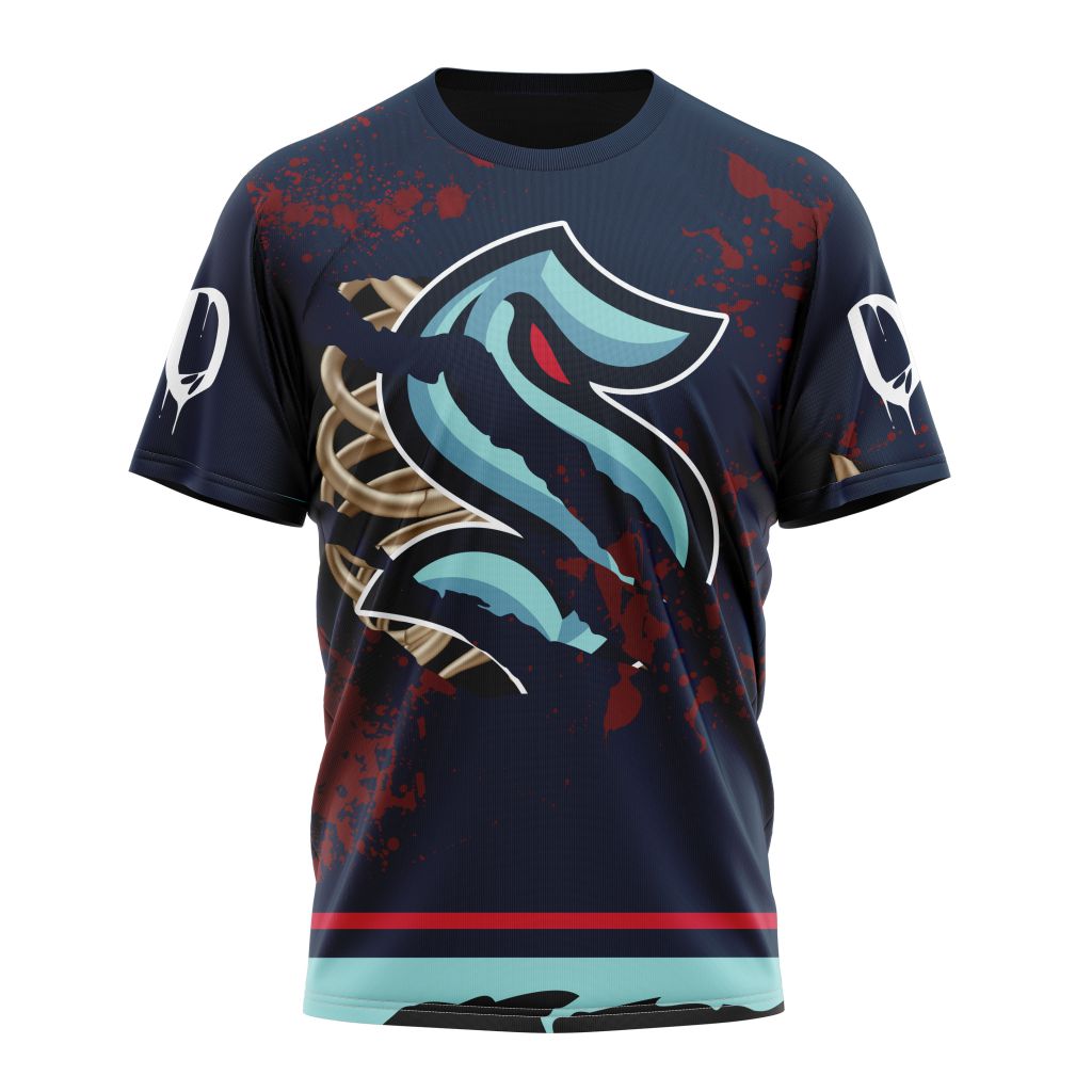 Seattle Kraken Specialized Design Jersey With Your Ribs For Halloween Personalized Name And Number T-Shirt Style Neasalamis.com