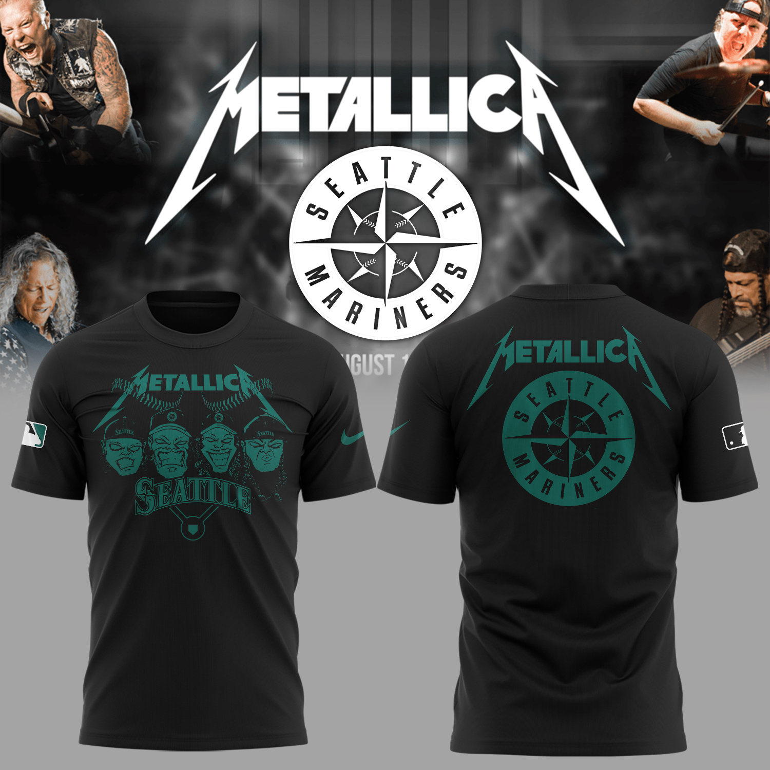 Seattle Mariners Baseball Metallica Night T-Shirt Baseball Neasalamis.com