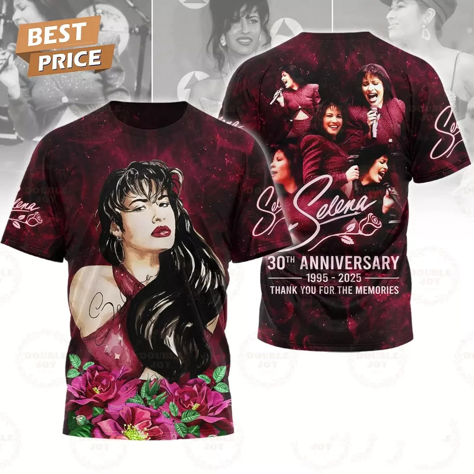 Selena 30th Anniversary 1995-2025 Thank You For The Memories 3D T-Shirt Fans Gift Neasalamis.com