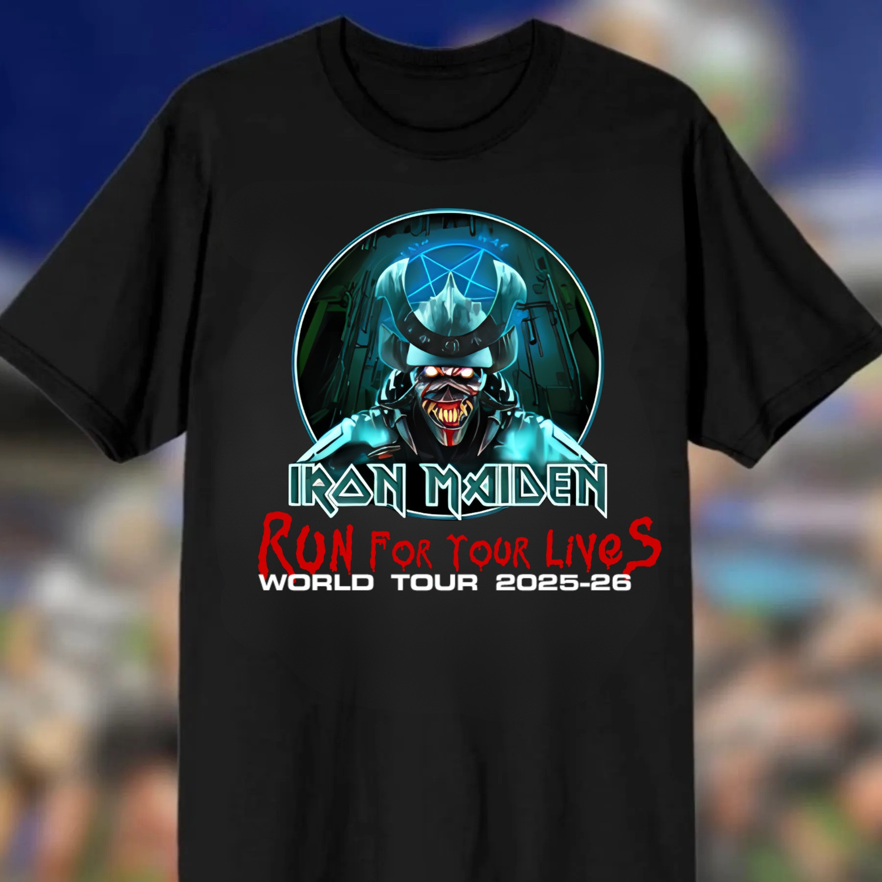 Senjutsu Samurai Eddie 2025 World Tour Run for Your Lives T-Shirt Neasalamis.com