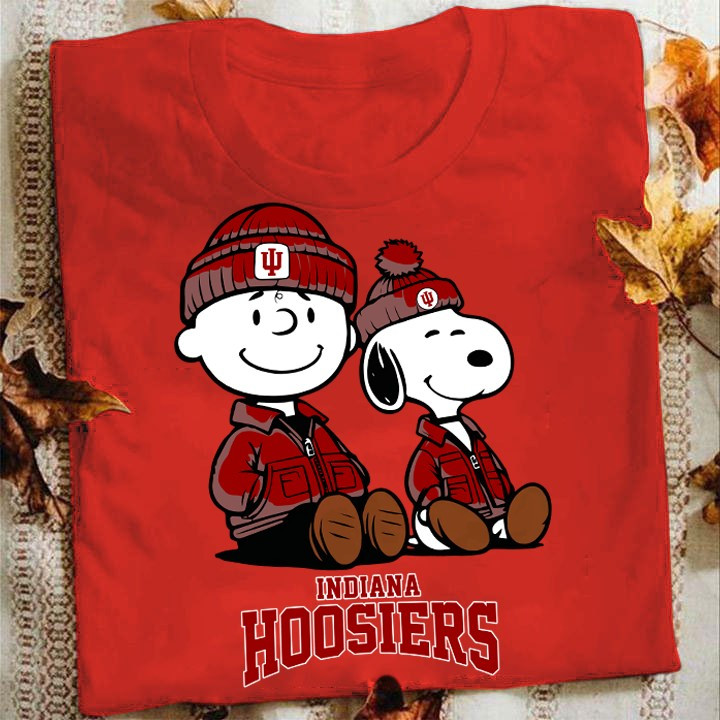 Snoopy And Charlie Brown Indiana Hoosiers T-Shirt Gift Ideas For Football Lovers Neasalamis.com