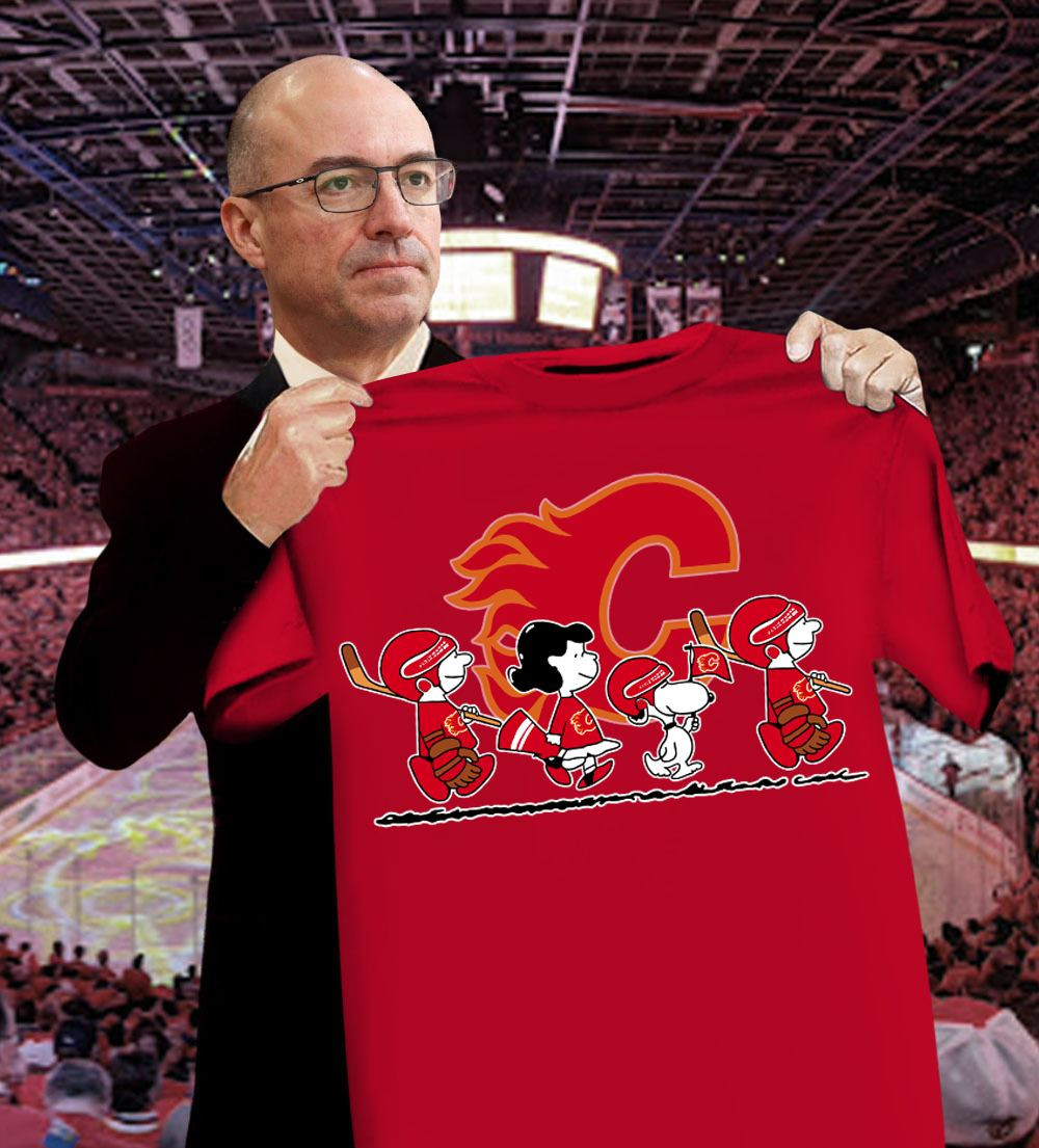 Snoopy And Friends Characters Calgary Flames Hockey T-Shirt For Hockey Fans Neasalamis.com